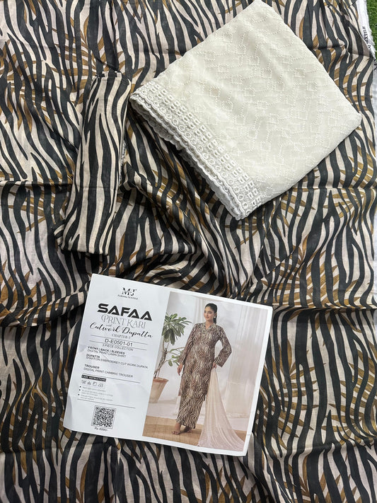 MJ Safaa Print Kari Lawn Collection – Chapter S - Premium Printed Lawn 3-Piece Suit Design#D-E0501-01