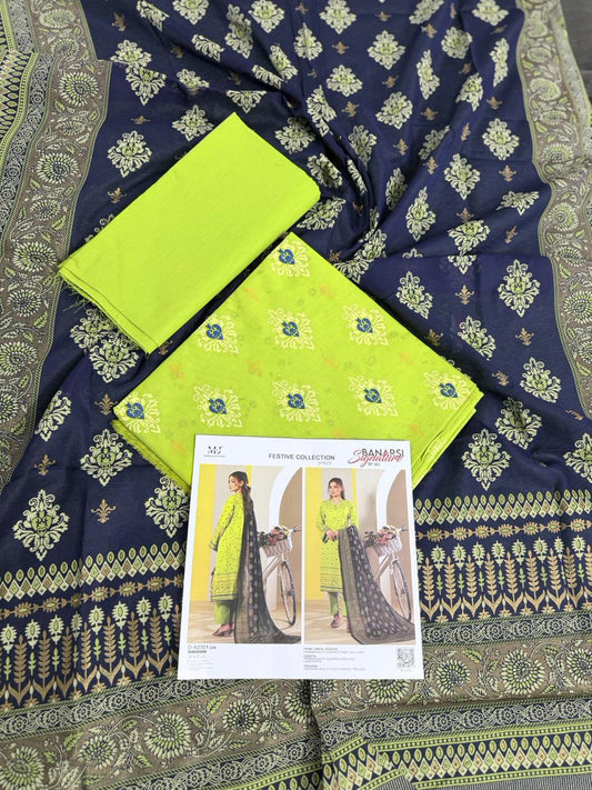 BANARSI BY MJ SIGNATURE DIGITAL PRINTED 3PC LAWN COLLECTION Design #D-A0301-04
