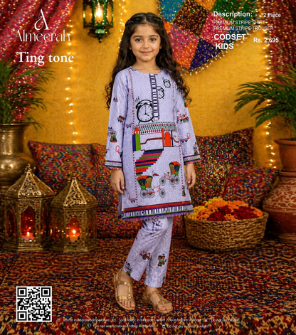 Almeerah Ting Tone Unstitched Kids 2Pcs Collection