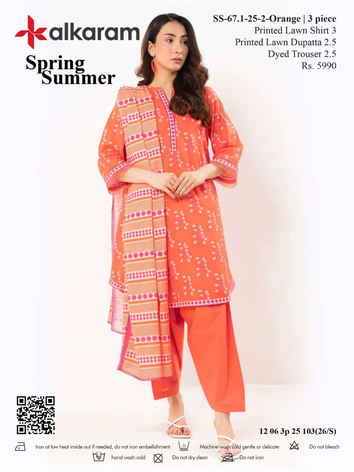 Alkaram Digital Printed Lawn 3 Piece 😉🧡