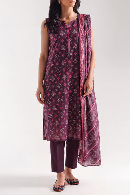 Saya D.C:- U01-25412-20BR - 3 Pcs Printed Lawn