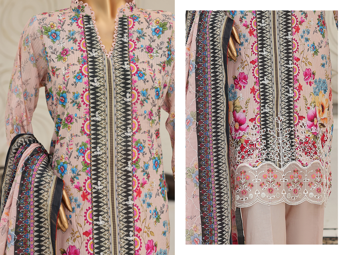 MTF Digital Printed Embroidered Lawn Collection 2026 Design No: 4