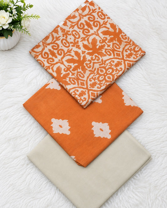 Alkaram Orange Lawn 3Pcs
