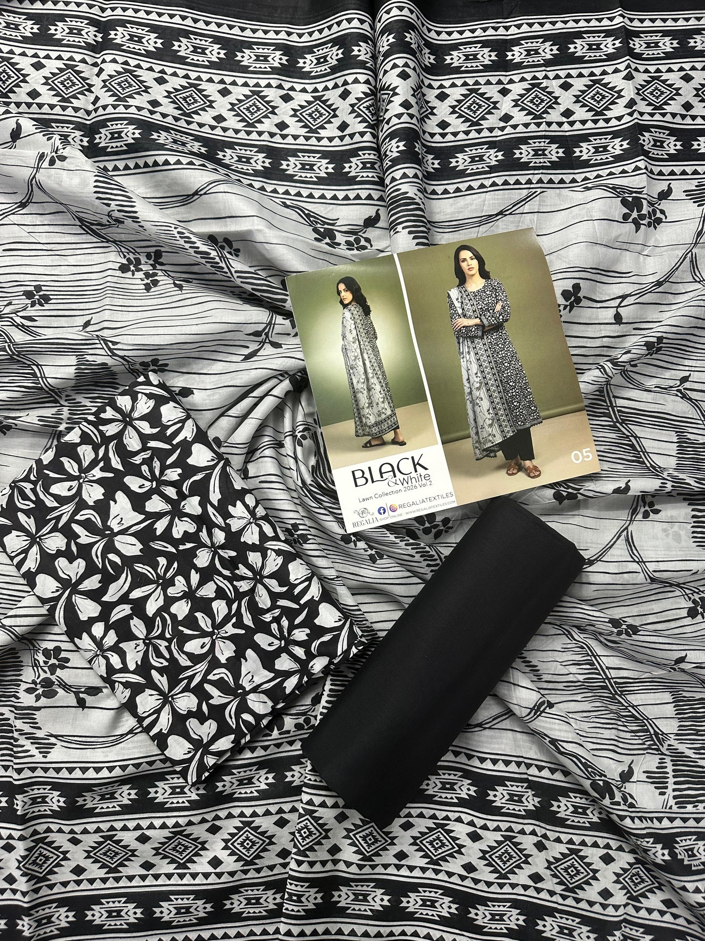 Salina Black & White Lawn Collection Vol-2 Design # 5