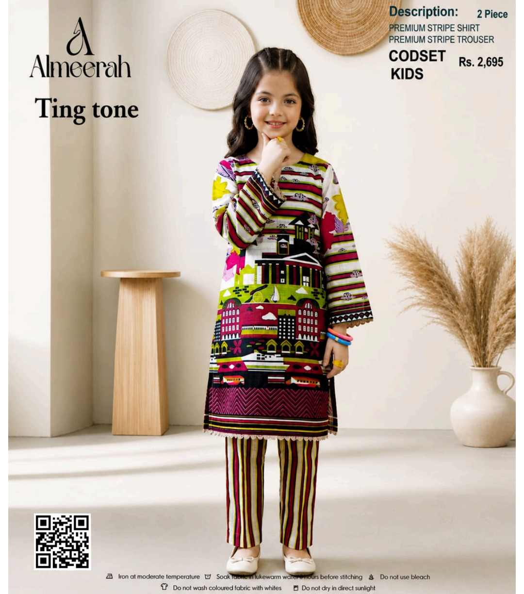 Almeerah Ting Tone Unstitched Kids 2Pcs Collection