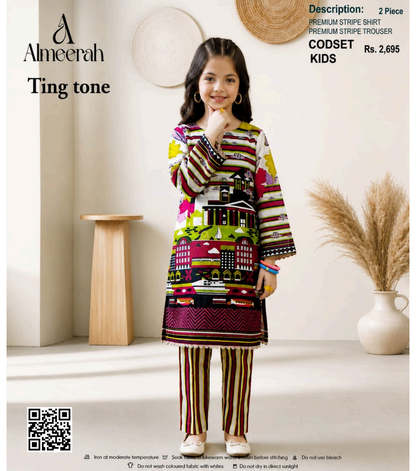 Almeerah Ting Tone Unstitched Kids 2Pcs Collection