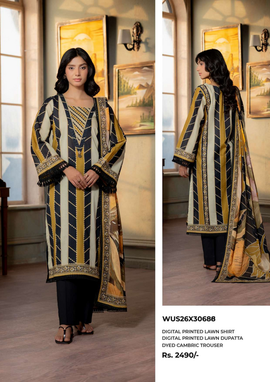 ZELLBURY Unstitched Lawn Collection 2026 Design # WUS26X30688