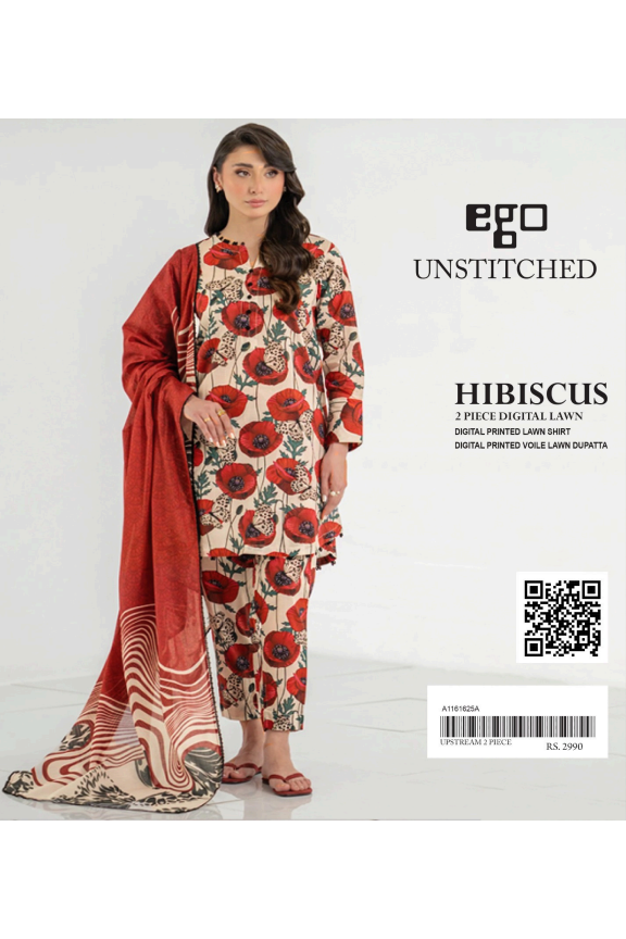 EGO RED (S+D) UNSTITCHED 2PCS DIGITAL PRINTED LAWN COLLECTION