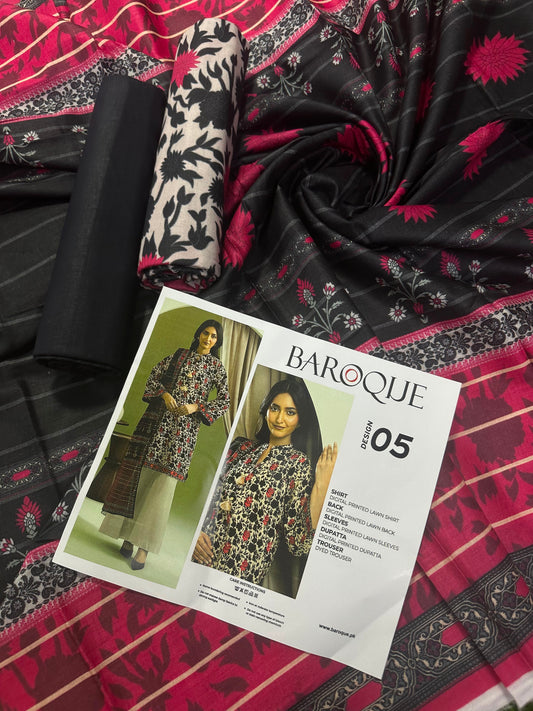 Baroque Red D-05 Printed Lawn 3-Piece