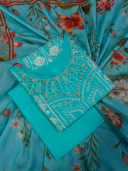 BQ EMBROIDERY BLUE STITCHED 3PCS RANDOMLY DESIGN