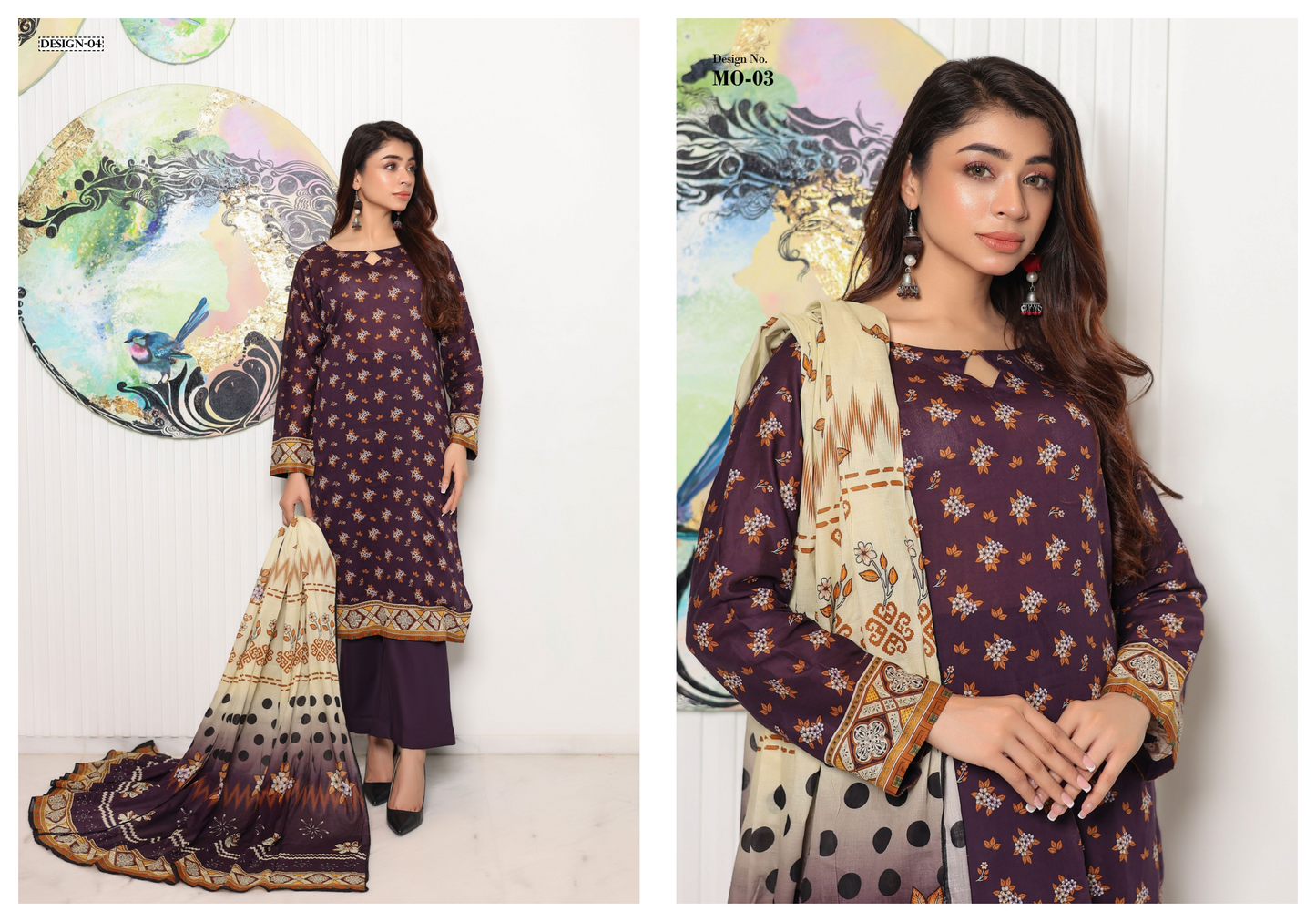 JAWED ARTS ZEBTAN –  3PC UNSTITCHED SUIT Design: 4