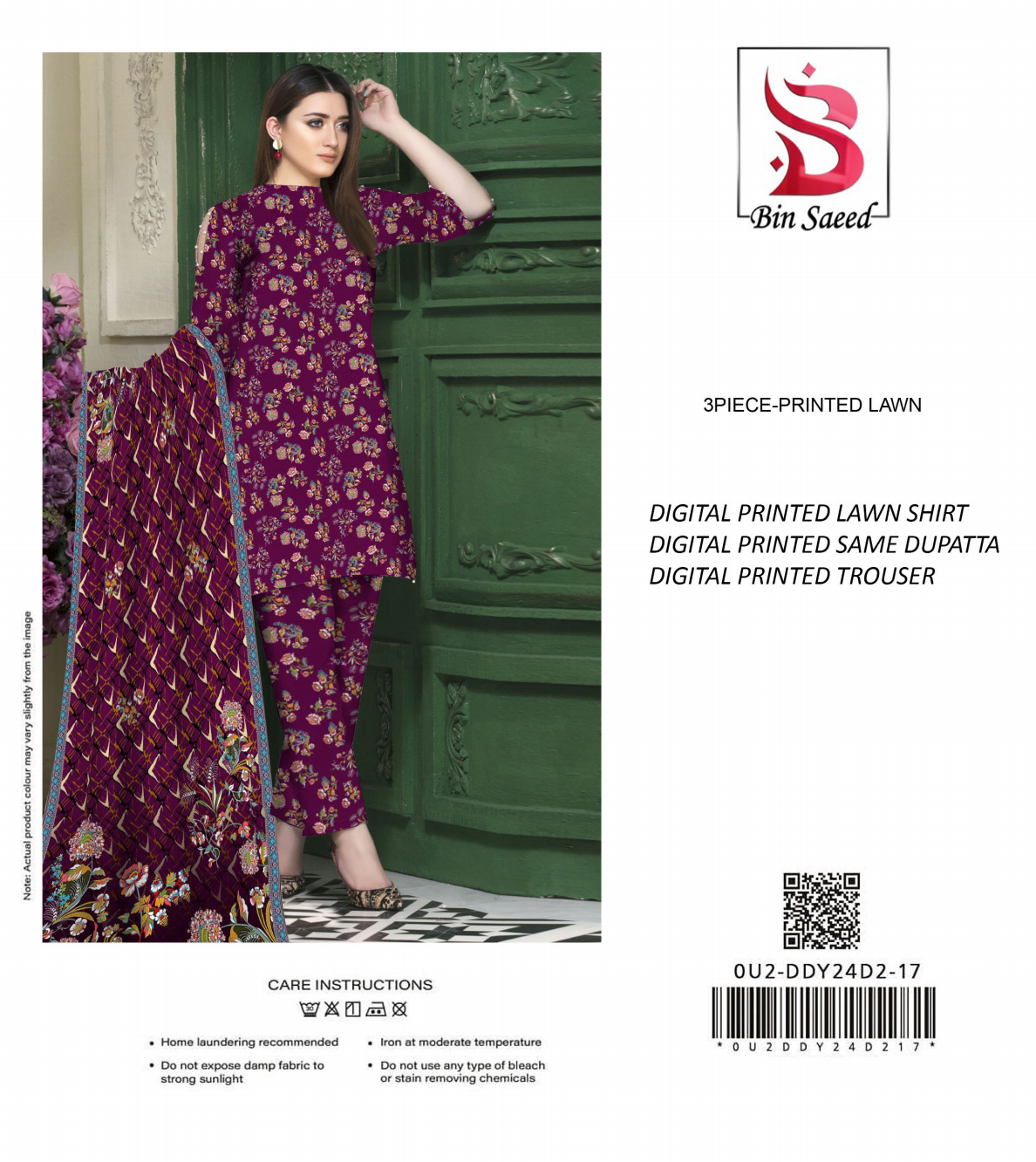 Binsaeed Unstitched Lawn 3 Pieces in Wholesale Price 🔥❤️
