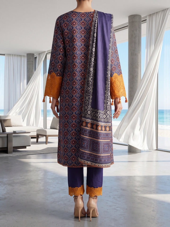 Fleur By Almeerah - Violet Dusk – Digital Chundri Lawn Unstitched Collection