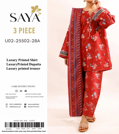 SAYA Lawn Unstitched 3 Pieces in Wholesale Price 🔥🧡