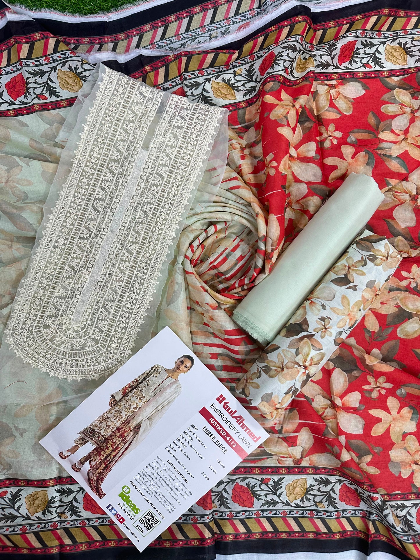 Gul Ahmed IUSTKSD-4113 Emb Lawn 3PCS