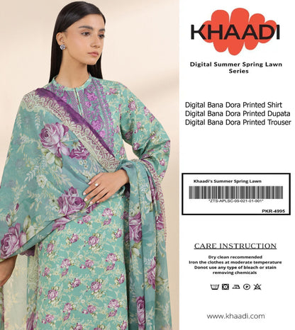 KHAADI Doria Stripe 3P Unstitched Ladies Suit