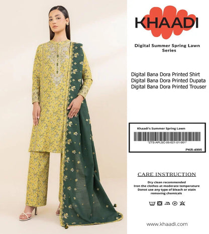 KHAADI Doria Stripe 3P Unstitched Ladies Suit