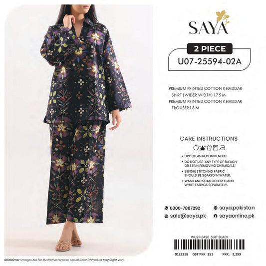 SAYA 100% ORIGINAL Unstitched Cotton Khaddar 2 Piece 🔥❤️