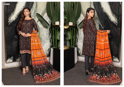 JAWED ARTS ZEBTAN –  3PC UNSTITCHED SUIT Design: 9