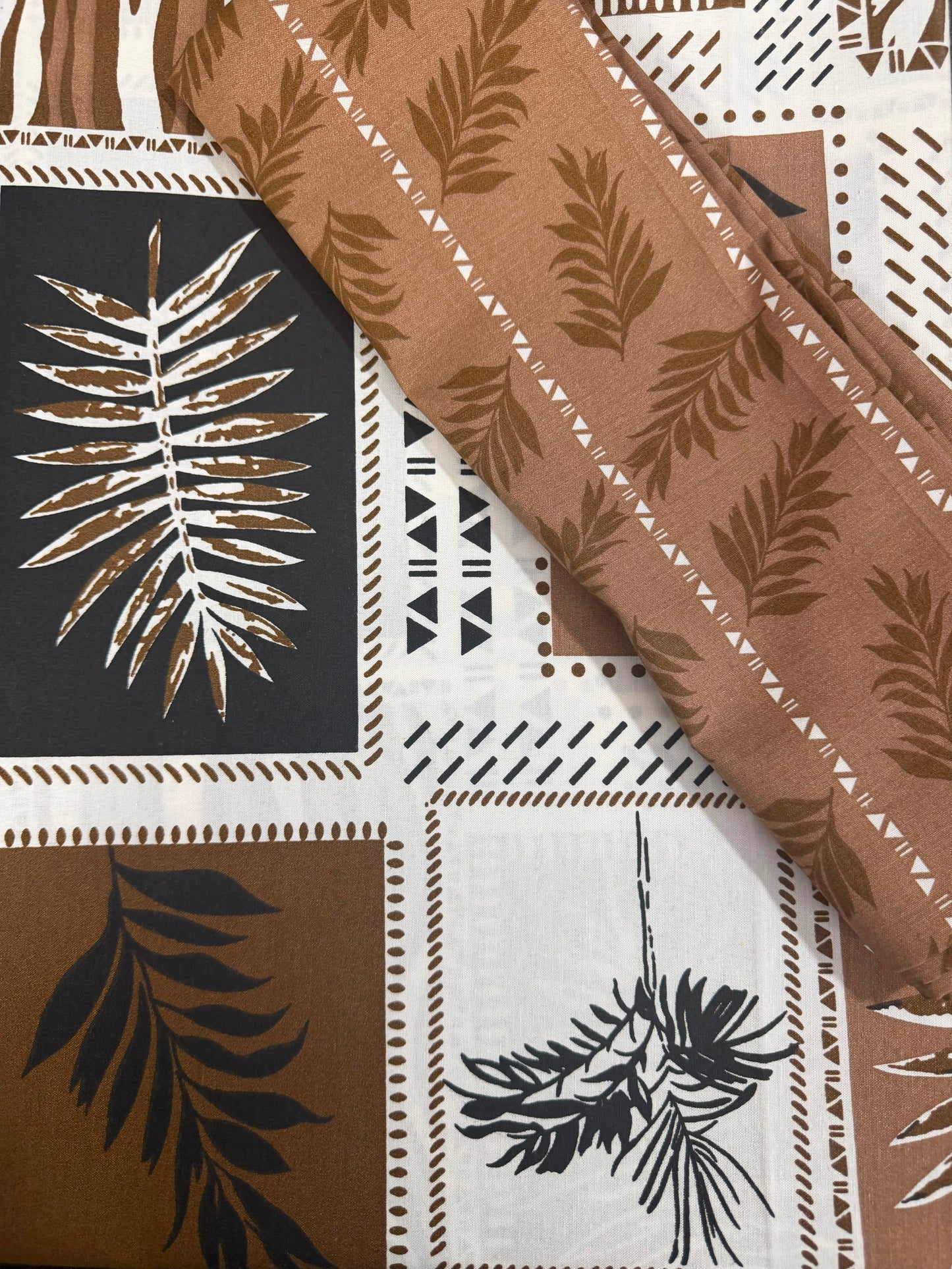 Salonika Cream-Brown Double Bed Bedsheets
