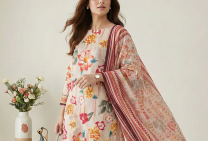 Salitex FLora Airjet Lawn 3PC Collection 2026 
by Sana & Sara Design #SSW6U3P365UT