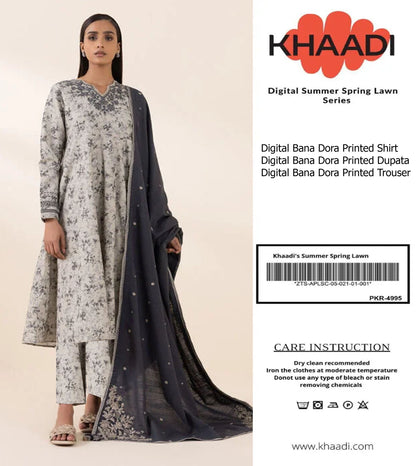 KHAADI Doria Stripe 3P Unstitched Ladies Suit