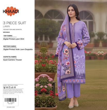 Khaadi (D.C:-SS2380A) 3Pcs Digital Printed Lawn Collection