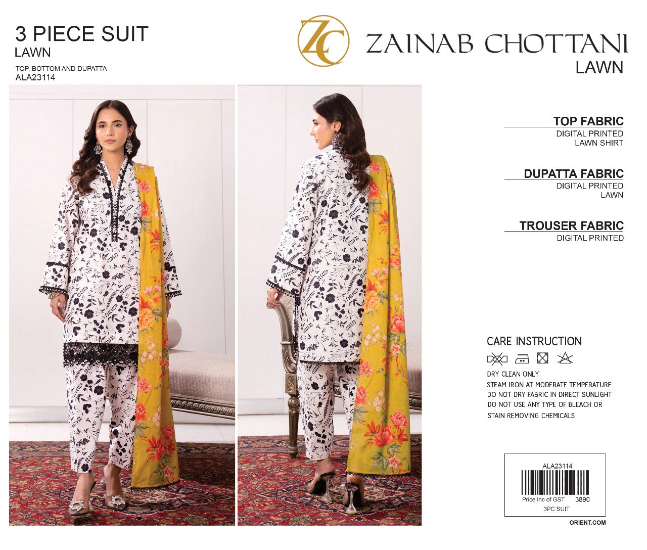 Zainab Chottani Unstitched Lawn 3 Piece in Wholesale Price 🔥