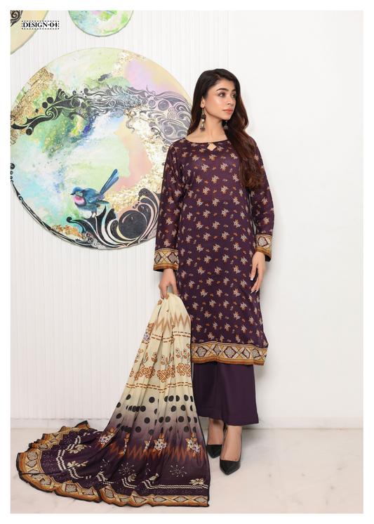 JAWED ARTS ZEBTAN –  3PC UNSTITCHED SUIT Design: 4