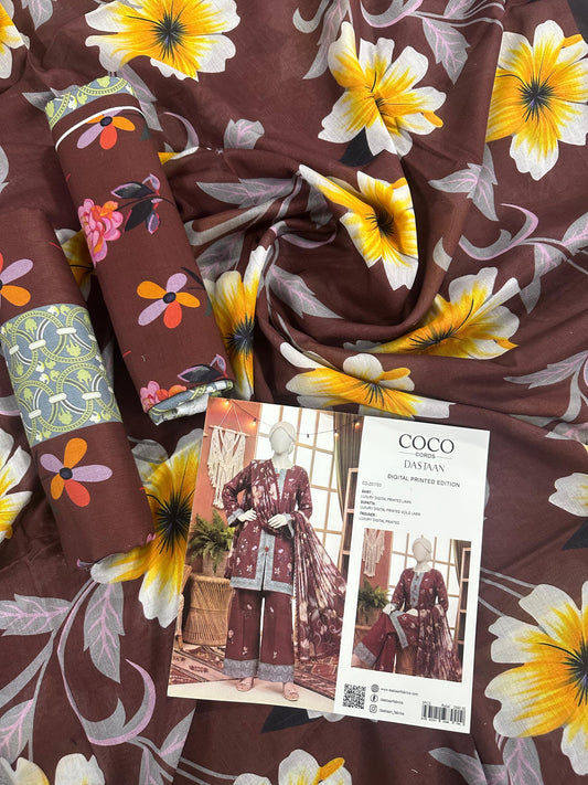 COCO CORDS BY DASTAN Unstitched Original Lawn 3 Piece Collection Designs #3