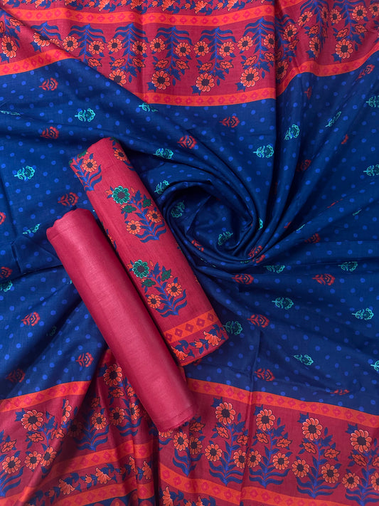 Bin Saeed Vol. 2 Red-Blue Printed 3Pcs