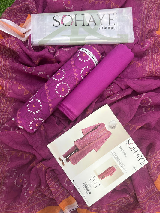 SOHAYE BY DINERS PURPLE PRINTED 3PCS