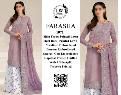 Farasha Elegant 3PC Unstitched Lawn Suit Collection