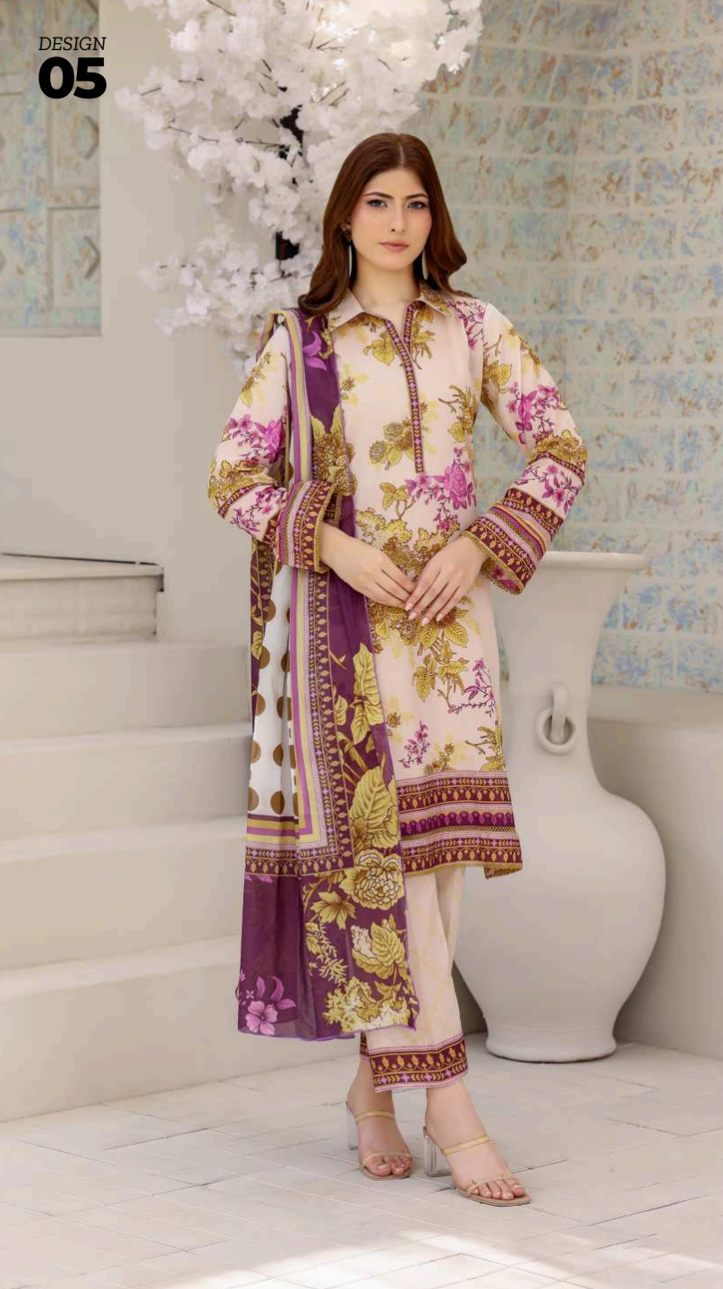 ALISHA D-05 DIGITAL PRINTED LAWN  3PCS
