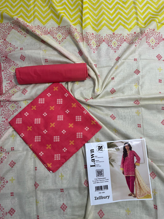Zellbury Doriya Lawn 3 Pcs Unstitched Collection D.C:- WUC25X30190
