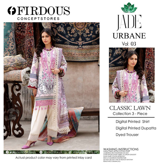FIRDOUS JADE Pastel Pink 3-Piece