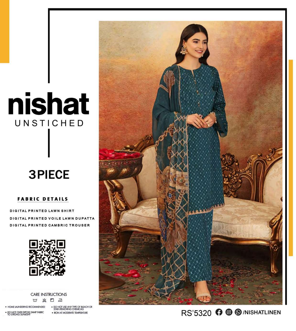 NISHAT LAWN UNSTITCHED SAME AS ORIGINAL 3PCS