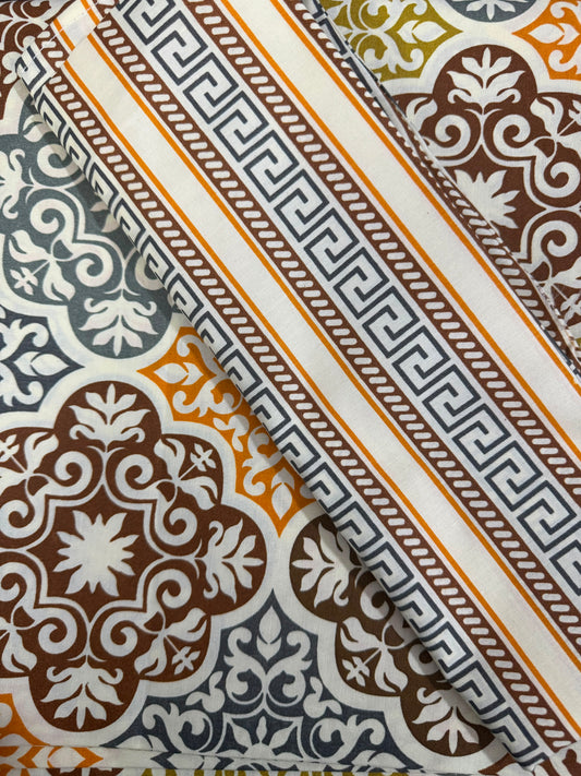 Salonika Beige-Brown Double Bed Bedsheets