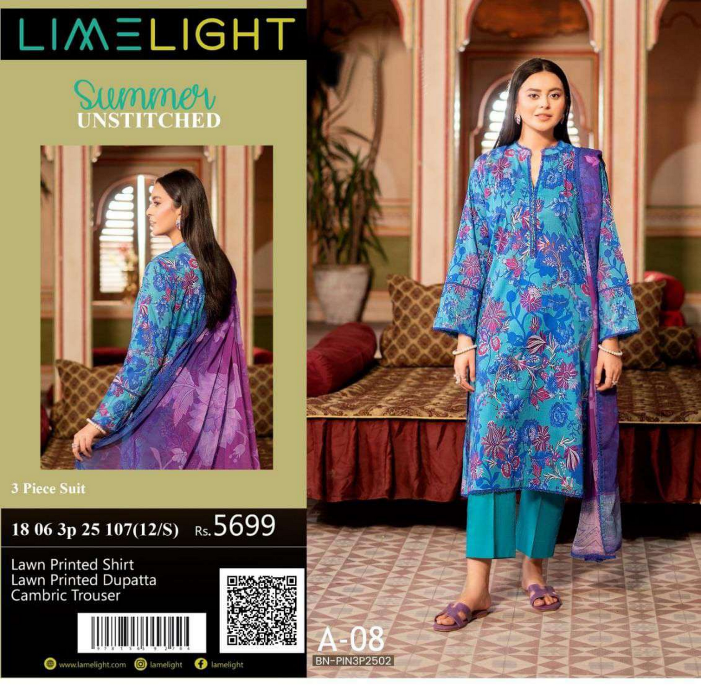 🌸 LIMELIGHT 🌸☀️ Summer 2025 ☀️💎 3 Piece Unstitched Lawn 💎