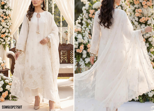 LUXURY PREMIUM Laser Embroidered Lawn Unstitched Collection 2026 Design# SSW6U3P275UT