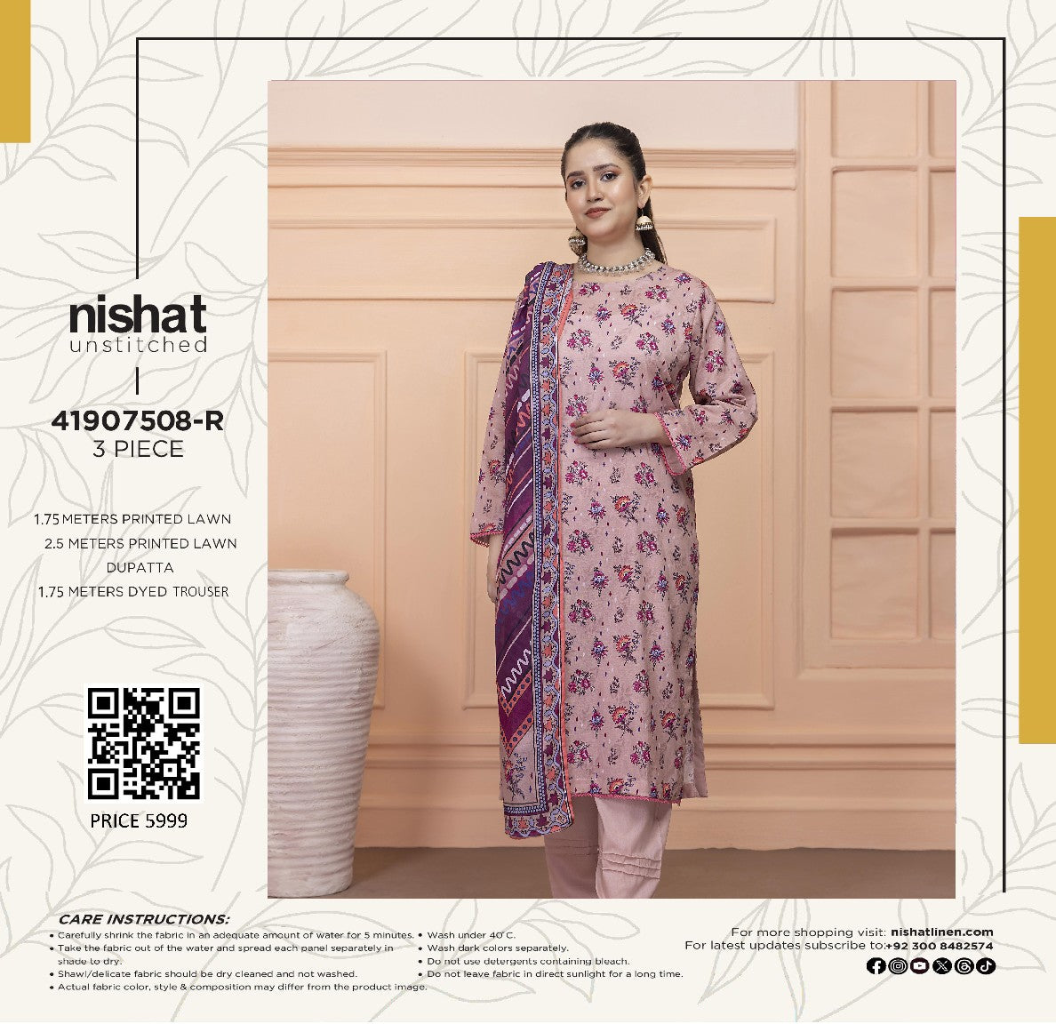 Nishat Printed Lawn 3P In Wholesale Price