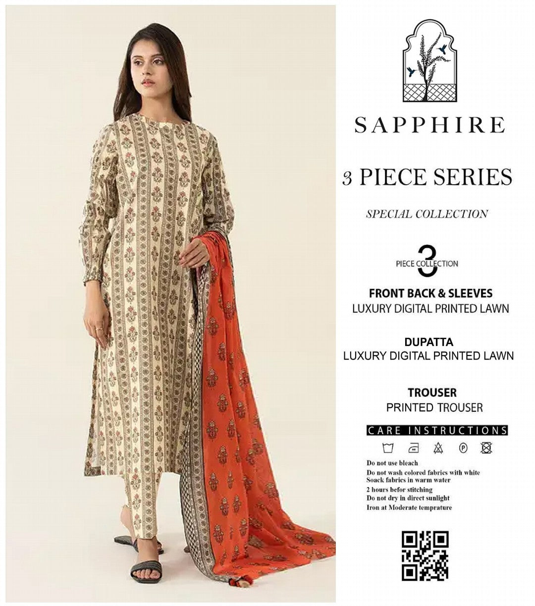 Sapphire Flora Unstitched Lawn 3 Pieces in Wholesale Price 🔥❤️