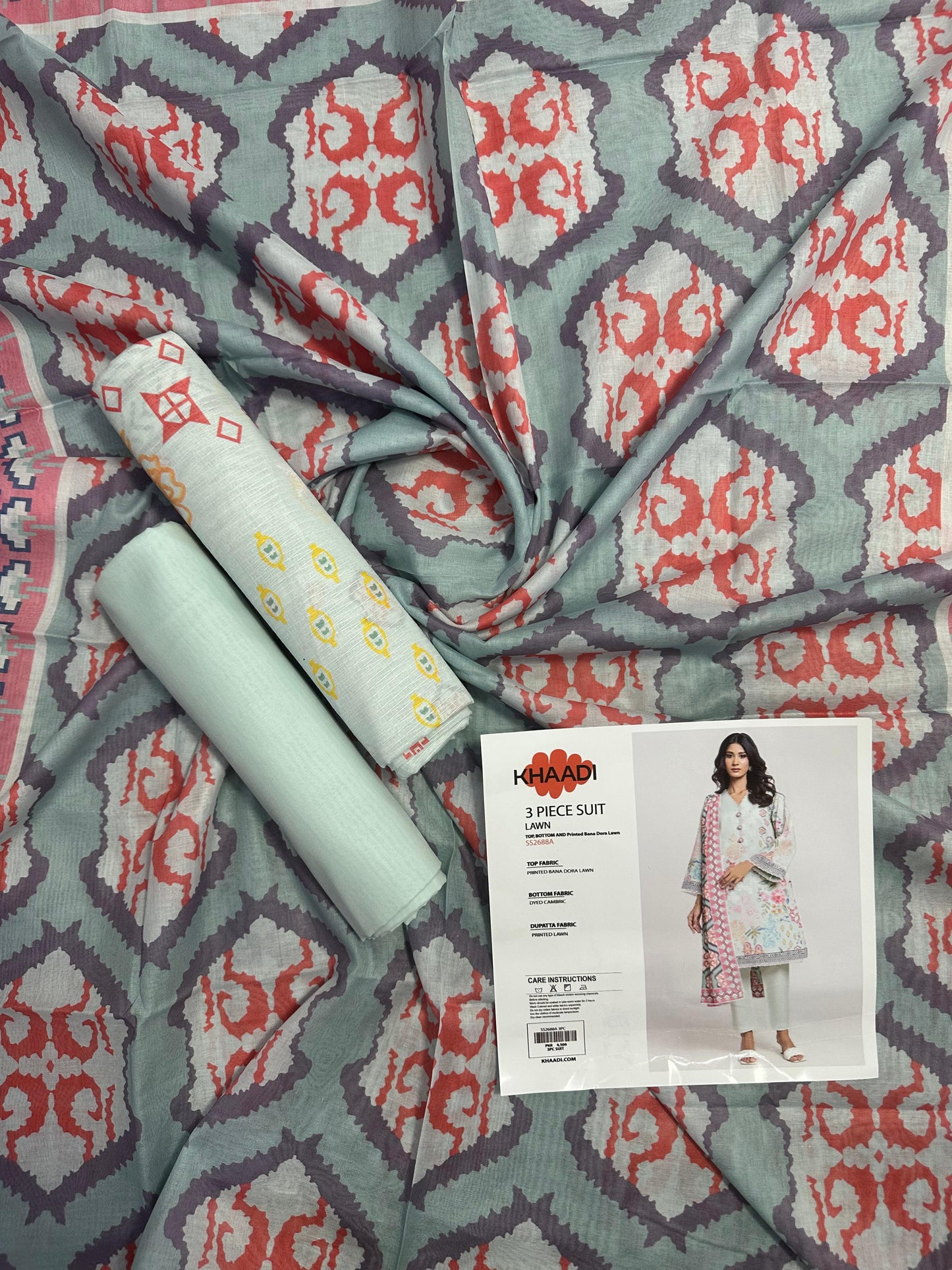 Khaadi Cherry - 3 PCs Printed Bana Dora Lawn Unstitched Collection