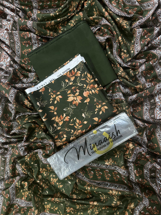 Minash D - 1 - 3PCs Unstitched Printed Lawn Collection
