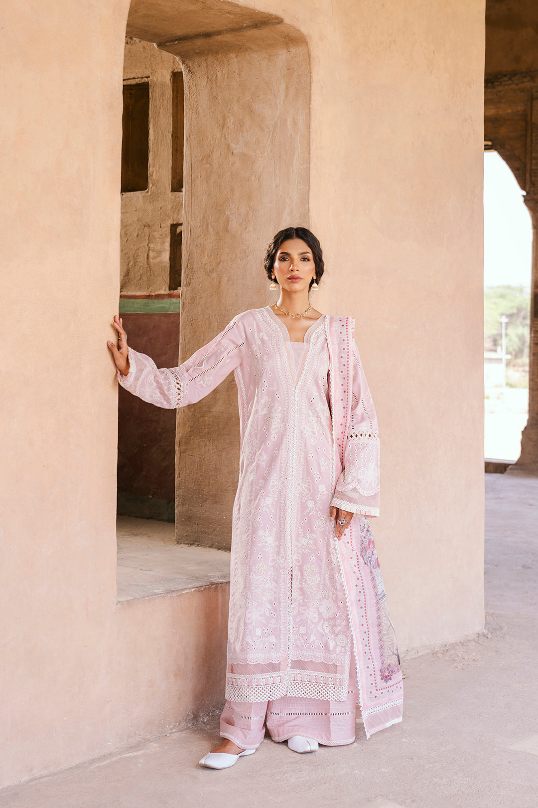 Zellbury Signature 🌸 SOFT PINK CHIKANKARI DREAM – WUS25E30836 🌸
