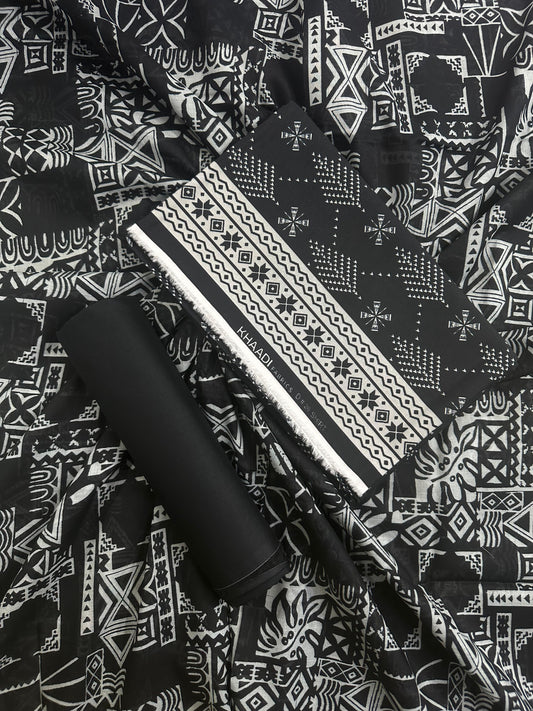 Khaadi Black White Printed 3Pcs