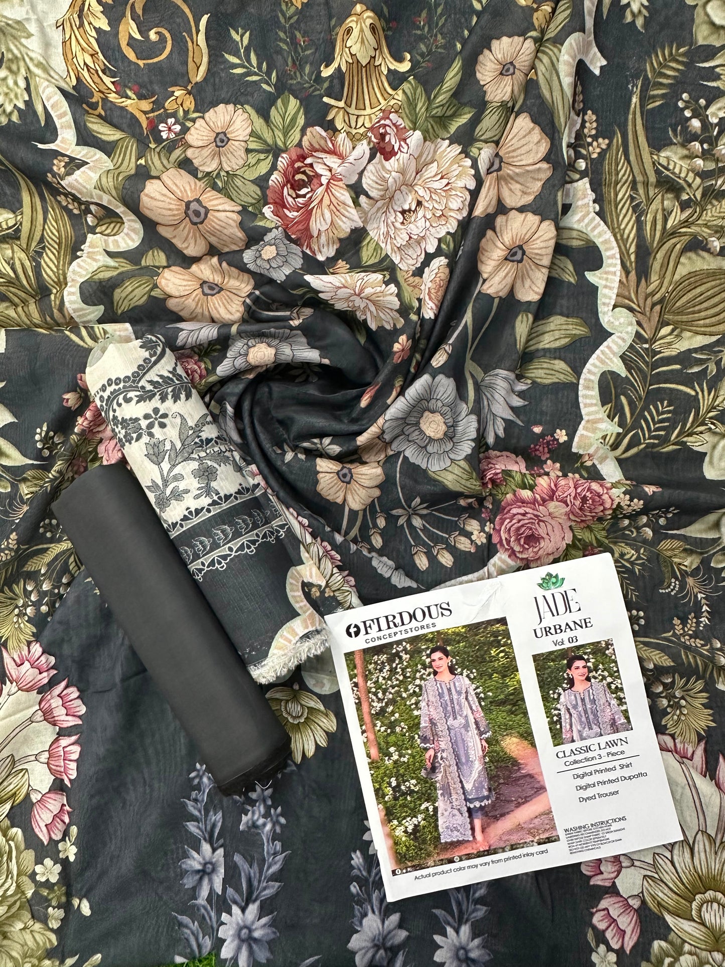 FIRDOUS JADE Grey 3-Piece