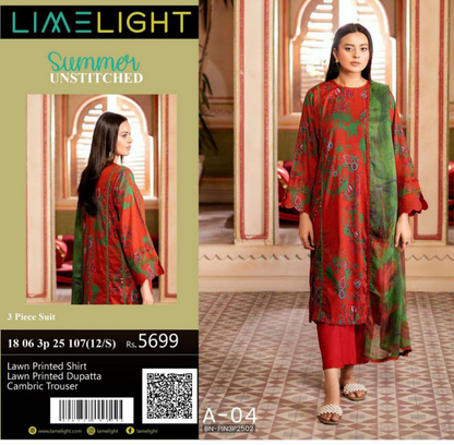 🌸 LIMELIGHT 🌸☀️ Summer 2025 ☀️💎 3 Piece Unstitched Lawn 💎