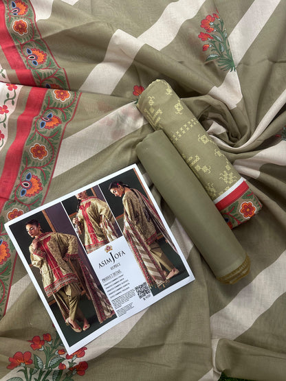 AsimJofa Beige Printed 3Pcs