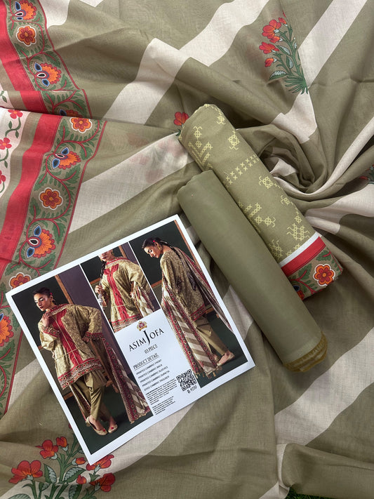 AsimJofa Beige Printed 3Pcs